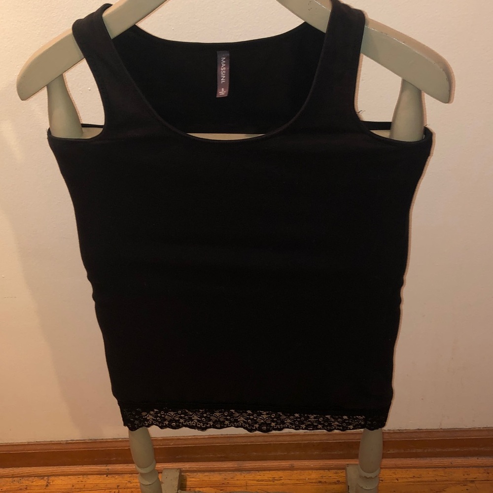 Massini Black Lace-Hem Tank Top
